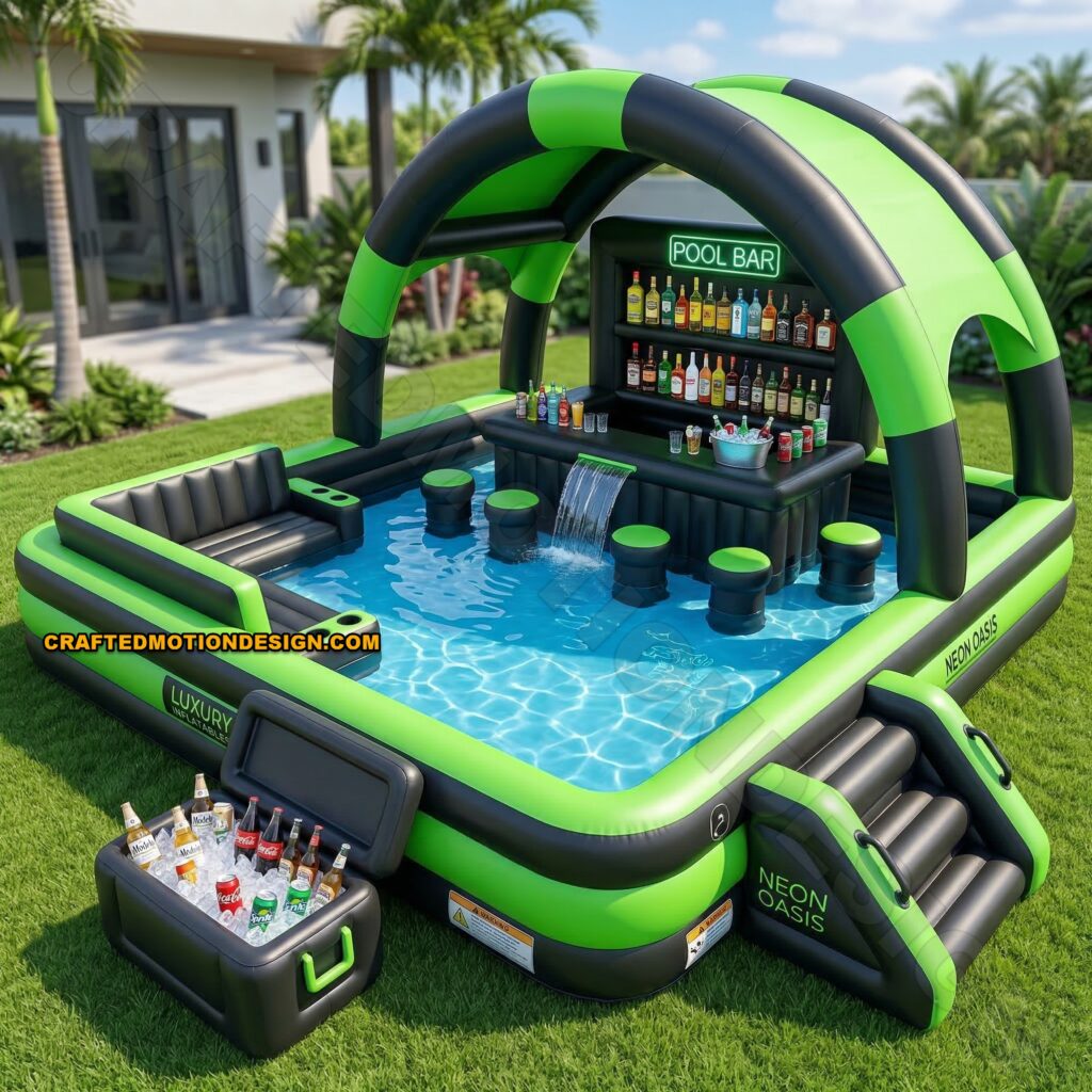 10 Best Inflatable Pool Bars for Backyard Parties modern inflatable pool bar with built in seating