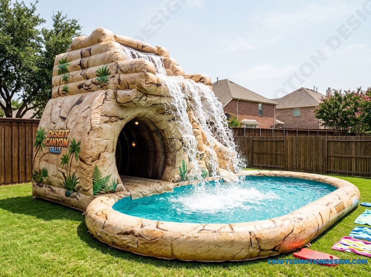 Inflatable Cave Waterfall Pools for Backyards cave waterfall pools 01