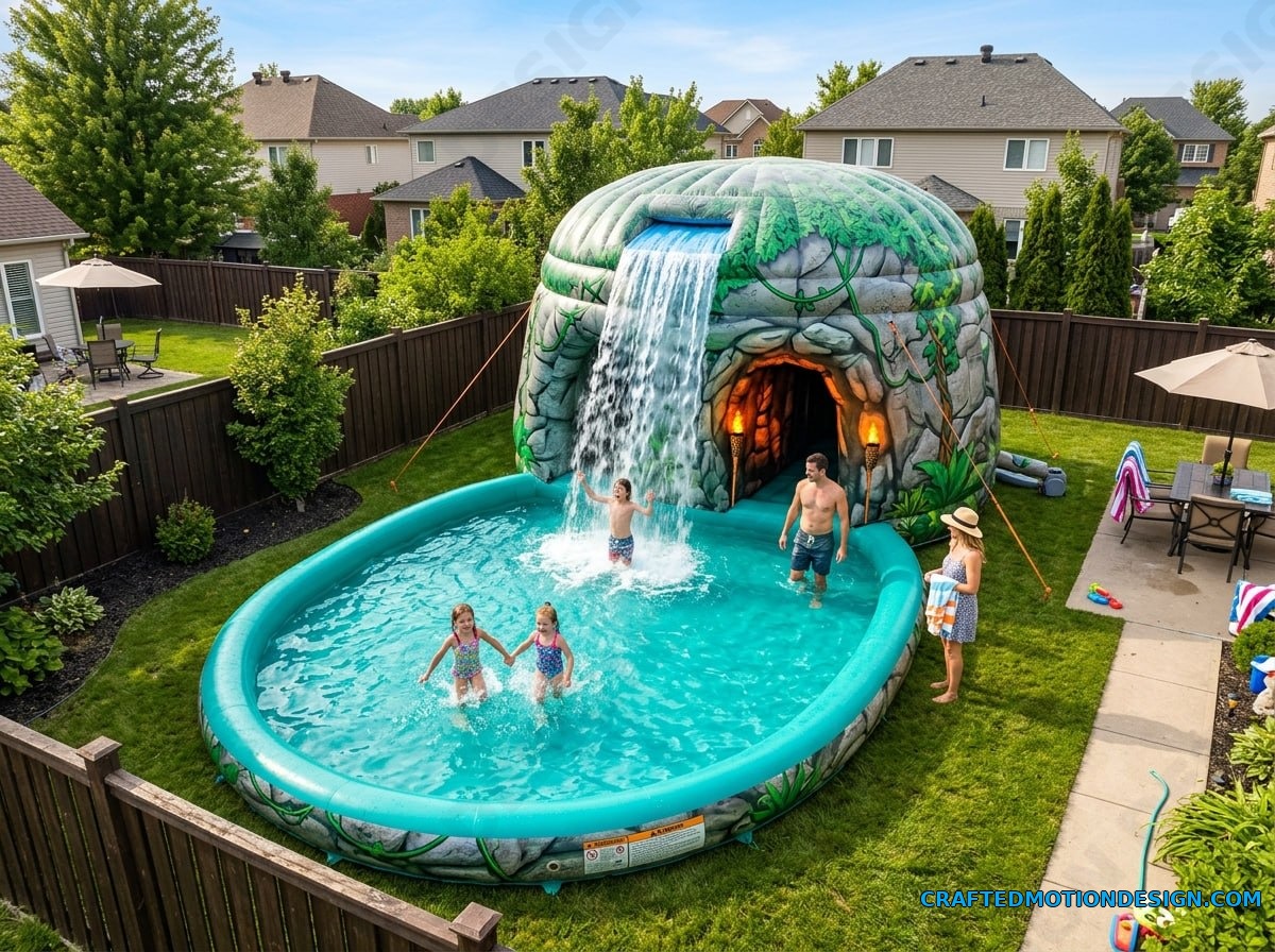 Inflatable Cave Waterfall Pools for Backyards cave waterfall pools 04