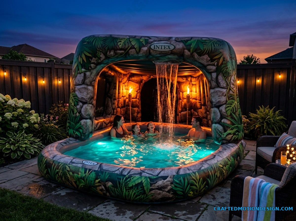 Inflatable Cave Waterfall Pools for Backyards cave waterfall pools 05