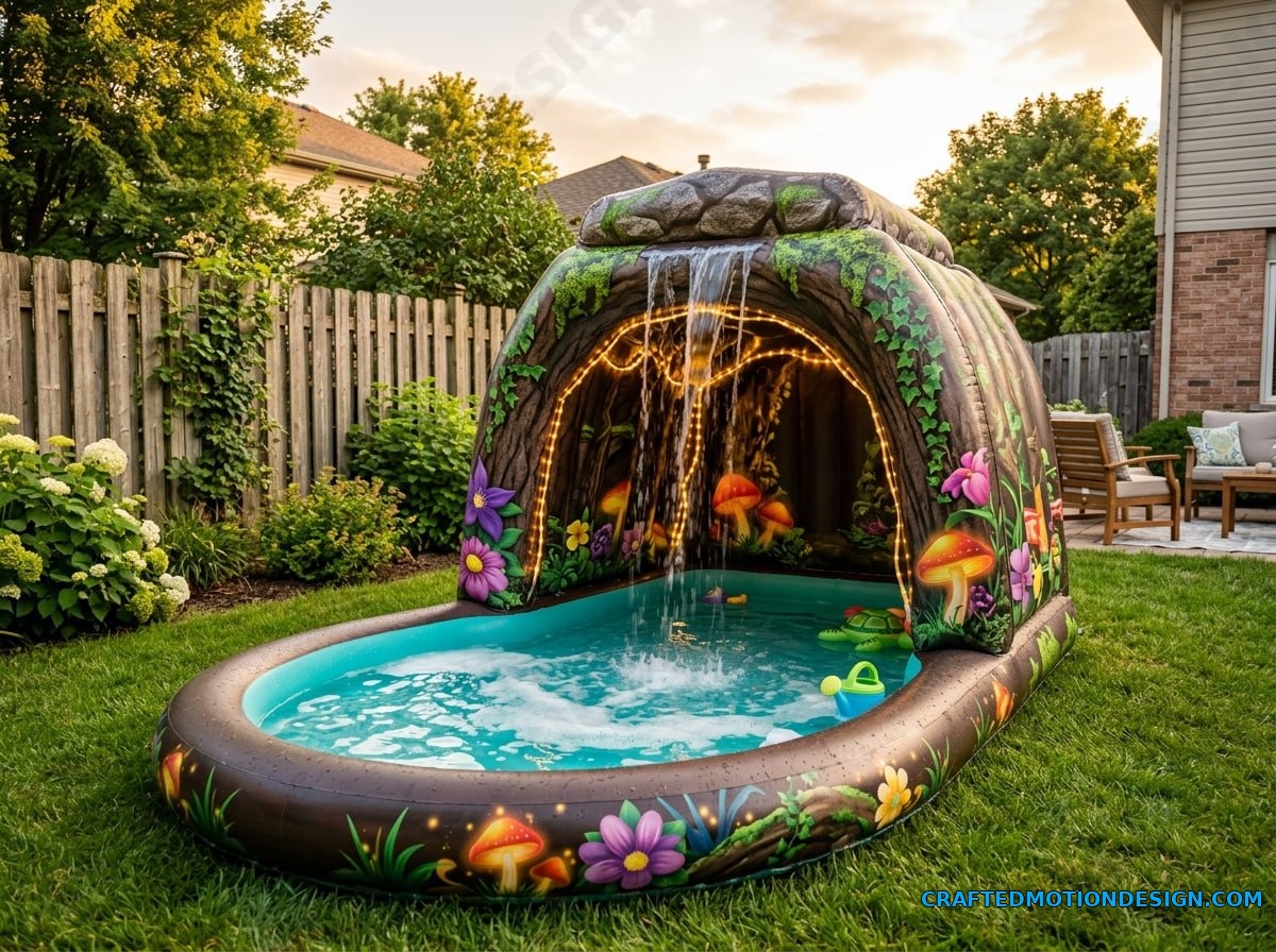 Inflatable Cave Waterfall Pools for Backyards cave waterfall pools 12