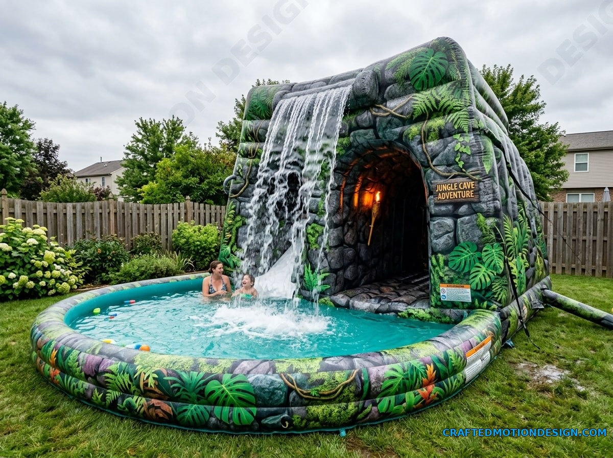 Inflatable Cave Waterfall Pools for Backyards cave waterfall pools 13
