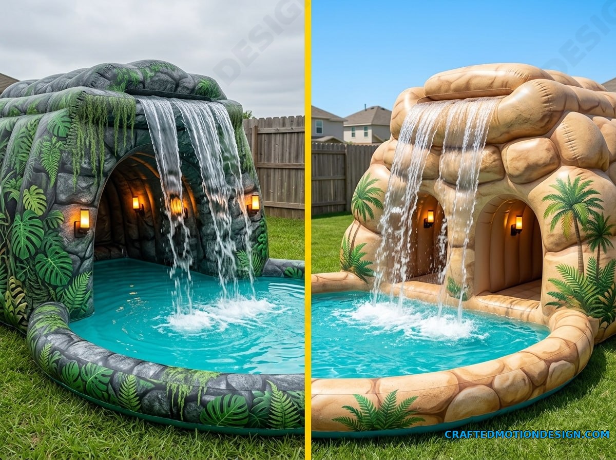 Inflatable Cave Waterfall Pools for Backyards cave waterfall pools 14