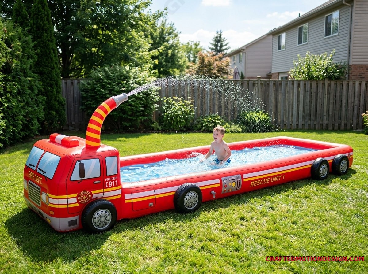 Inflatable Firetruck Pools for Summer Parties inflatable firetruck 04