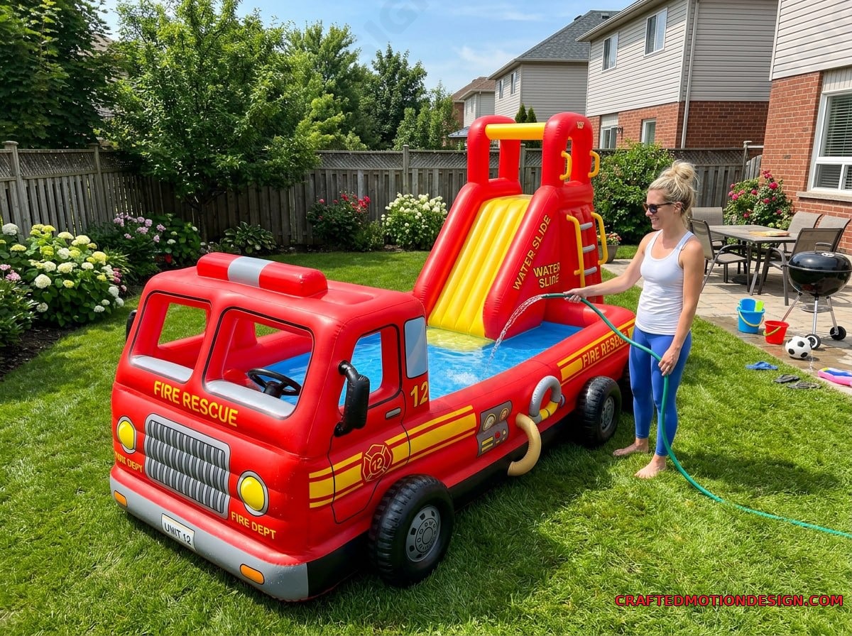 Inflatable Firetruck Pools for Summer Parties inflatable firetruck 05