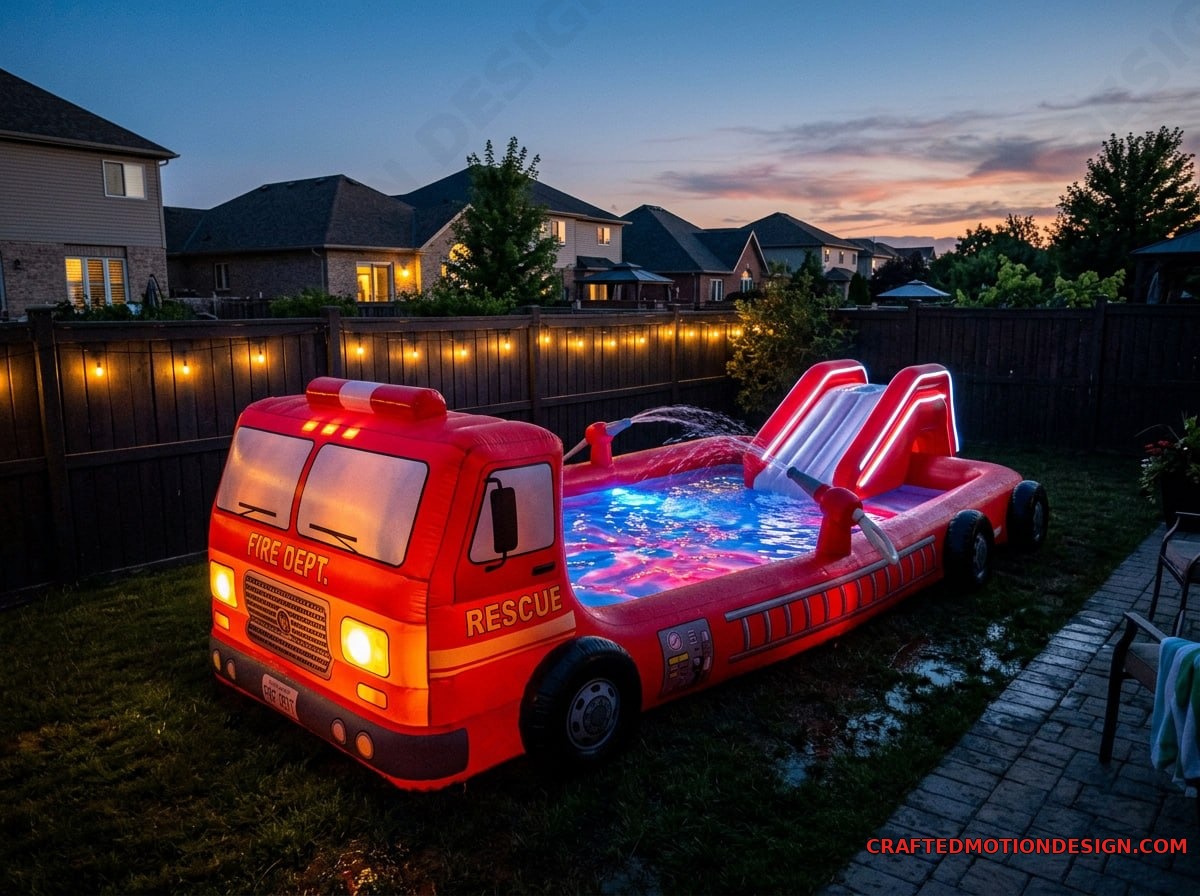 Inflatable Firetruck Pools for Summer Parties inflatable firetruck 07