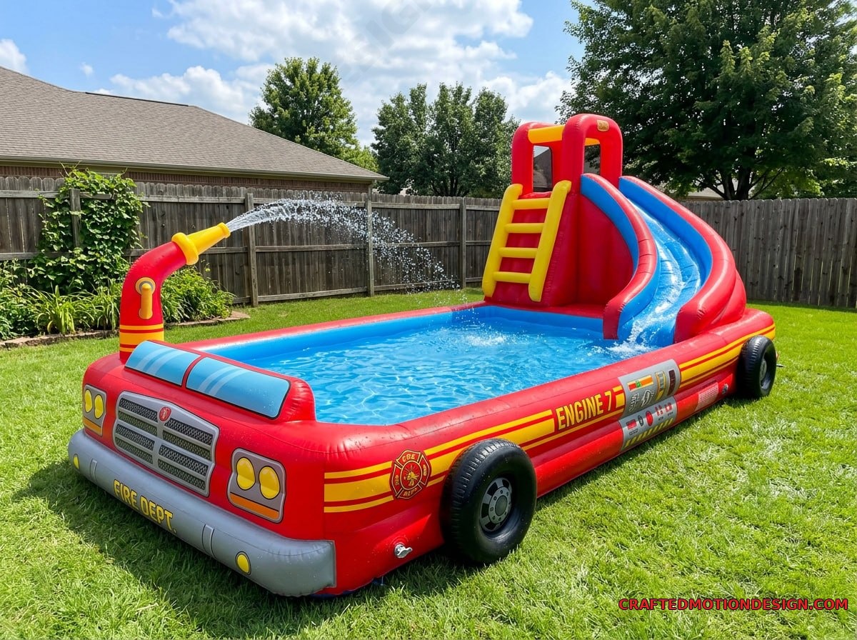 Inflatable Firetruck Pools for Summer Parties inflatable firetruck 10