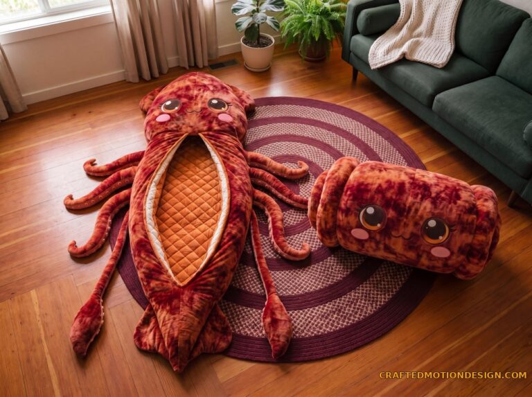 Humboldt Squid sleeping bag shown fully open and rolled up in compact storage form