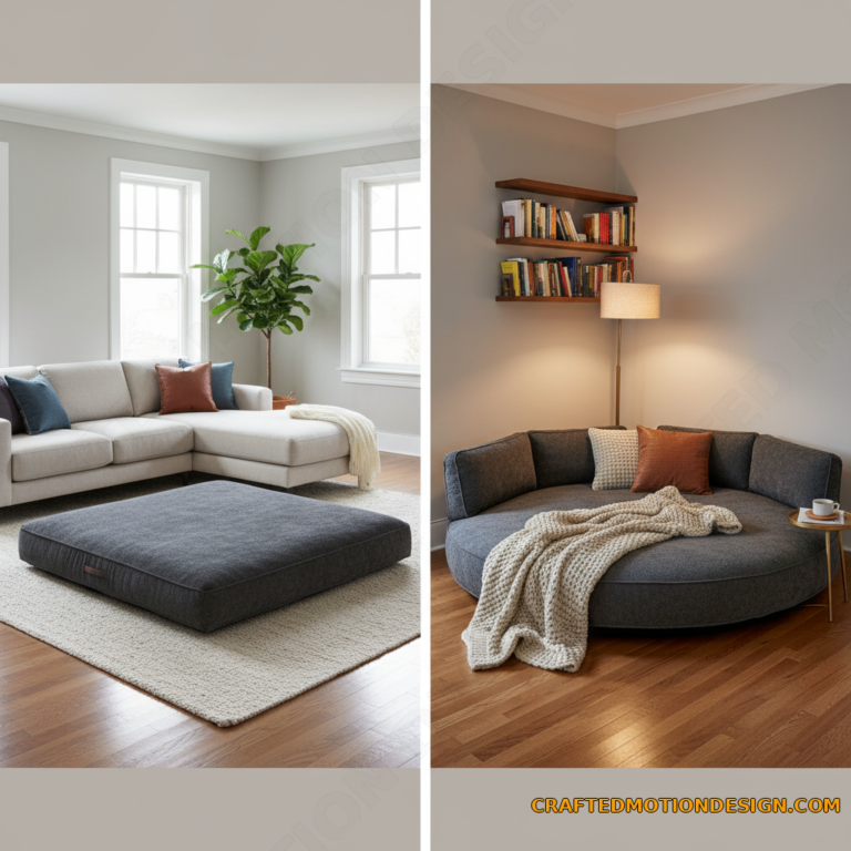 Human dog bed and oversized floor lounger ideas for cozy living rooms