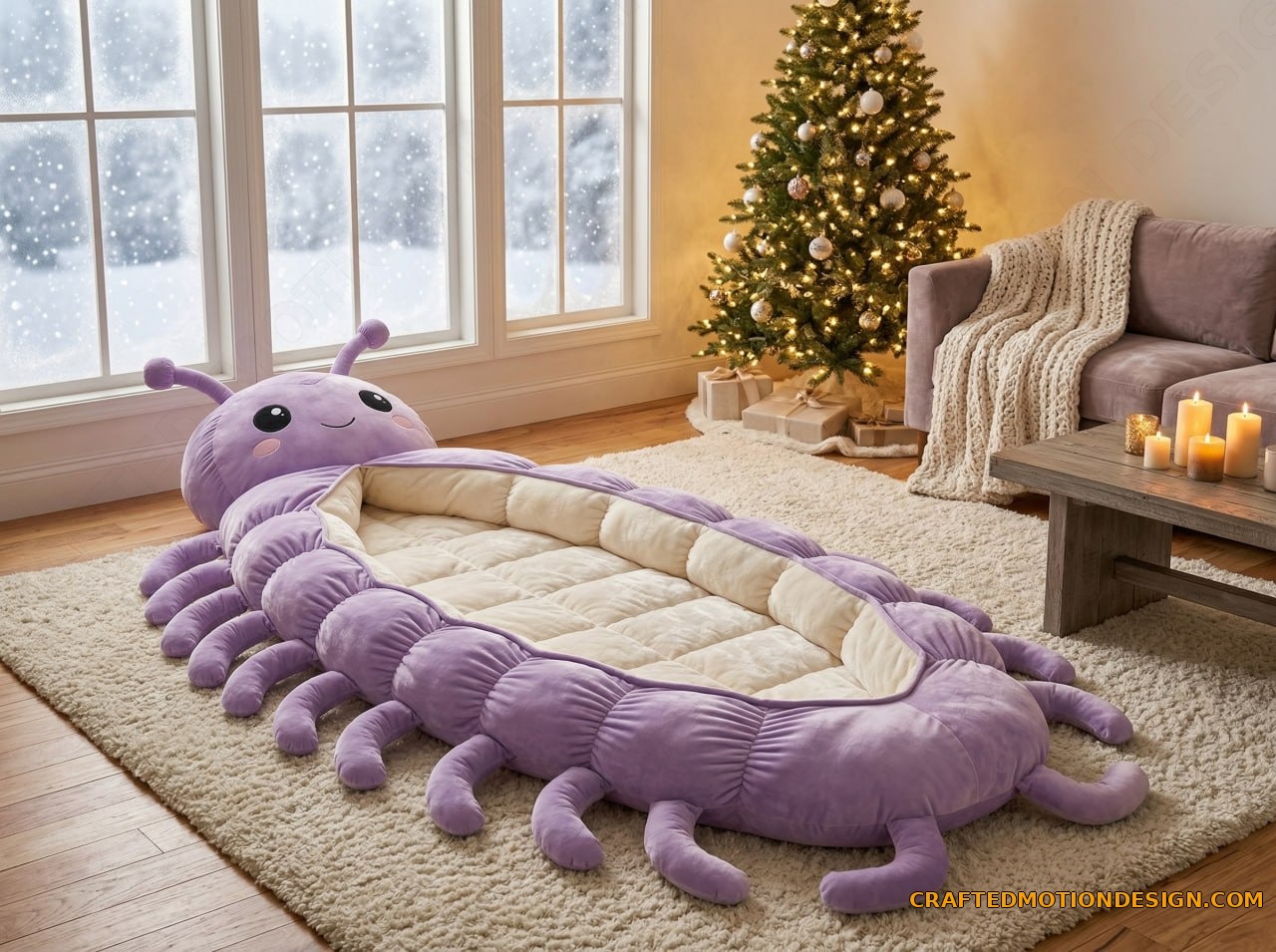 Teal isopod sleeping bag Japandi room