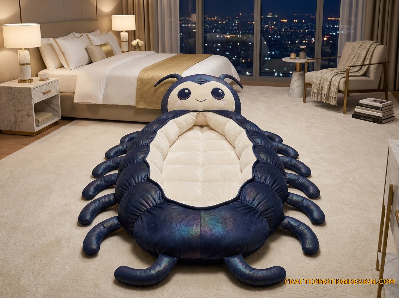 Lavender millipede sleeping bag boho bedroom