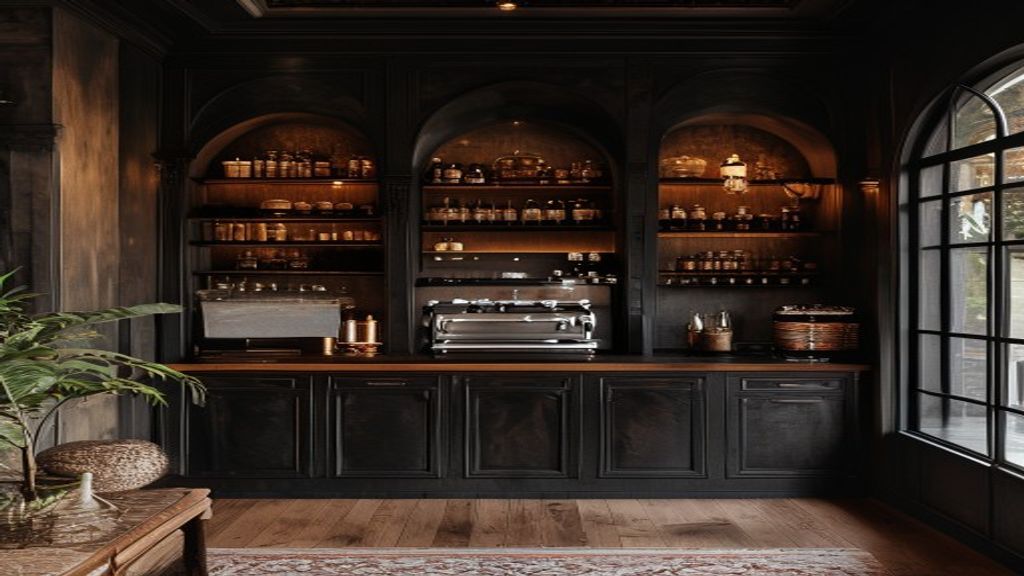 Gothic coffee bar hero - dark fantasy kitchen nook
