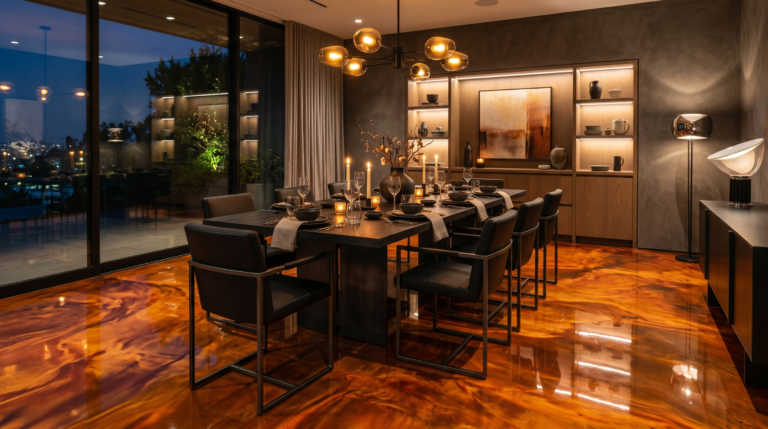 Lava epoxy floor dining room hero